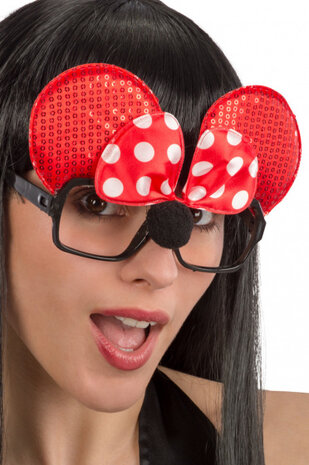 bril Minnie Mouse zwart/rood one-size