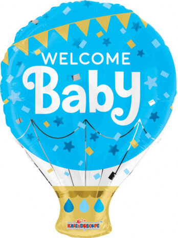 folieballon Welcome Baby jongens 45 cm blauw