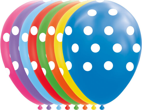 ballonnen gestipt 30 cm latex 8 stuks