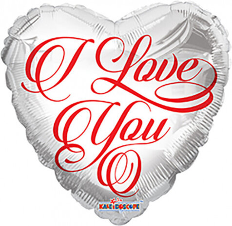 folieballon I Love You 45 cm zilver/rood