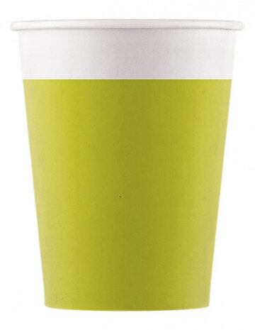 feestbekers 200 ml papier lime/wit 8 stuks