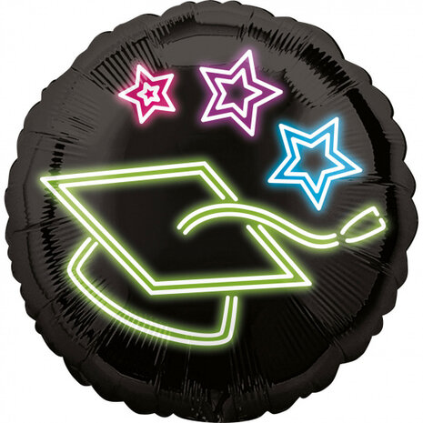 folieballon Geslaagd junior 40 cm neon/zwart