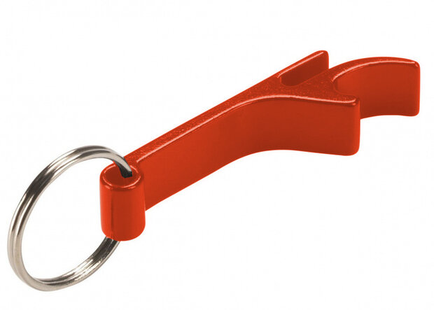 sleutelhanger Flessenopener 5,5 cm aluminium rood