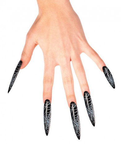 nepnagels Spinnenweb dames 6 cm zwart/wit 12-delig