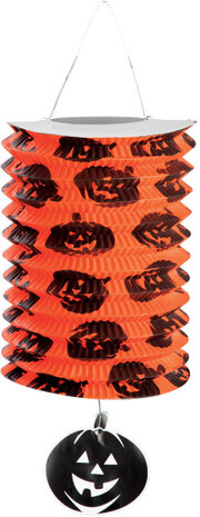 lampion 15 x 30 cm papier oranje/zwart