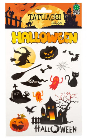 neptattoo Halloween junior oranje/zwart 14-delig