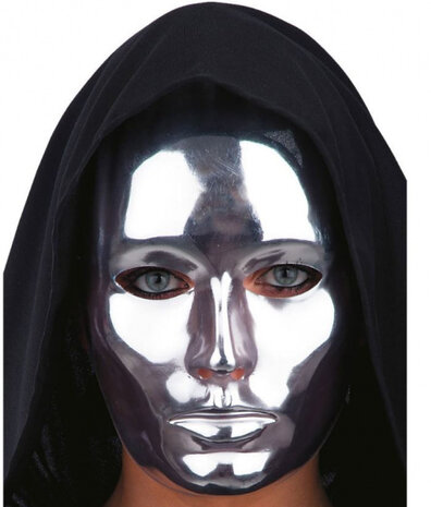 verkleedmasker metallic zilver one-size