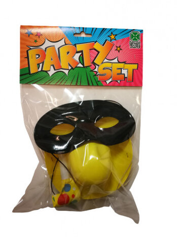 feestset junior geel/zwart 3-delig