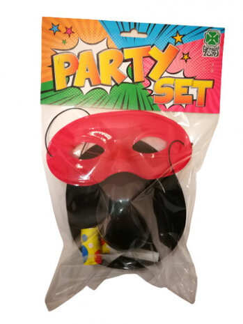 feestset junior zwart/rood 3-delig