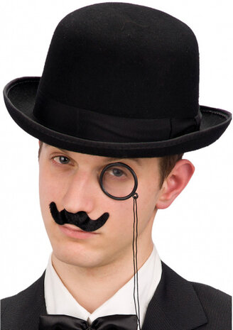 monocle en snor heren zwart one-size