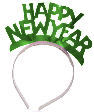 haarband Happy New Year dames groen one-size