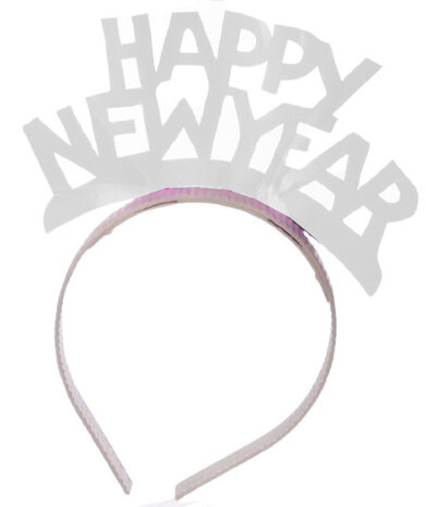 haarband Happy New Year dames wit one-size