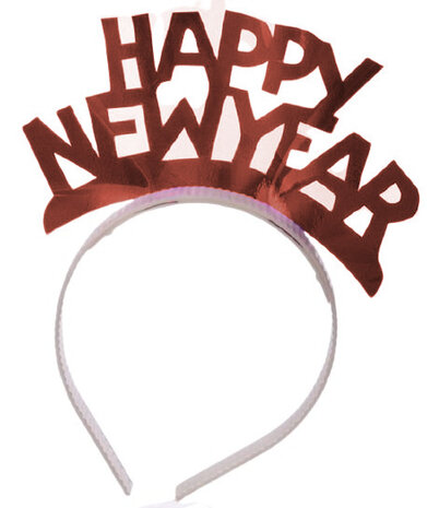 haarband Happy New Year dames rood one-size