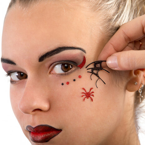 neptattoos spinnen zelfklevend zwart/rood/wit