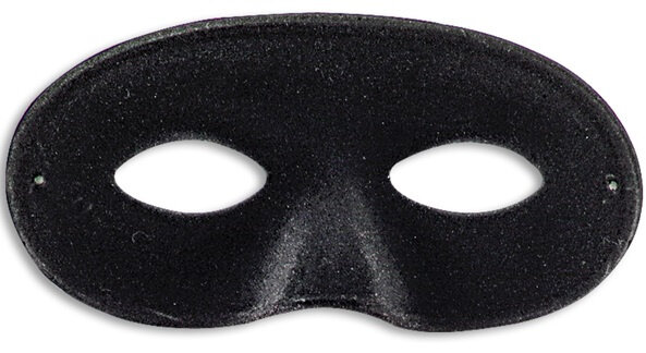 verkleedmasker Flocked Domino su&egrave;de zwart maat M