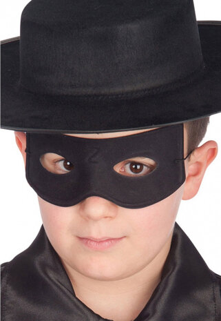 vlindermasker Zorro junior su&egrave;de zwart one-size