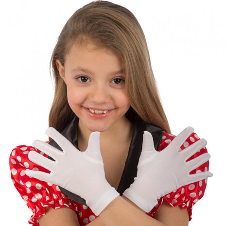 verkleedhanschoenen junior 17 cm polyester wit