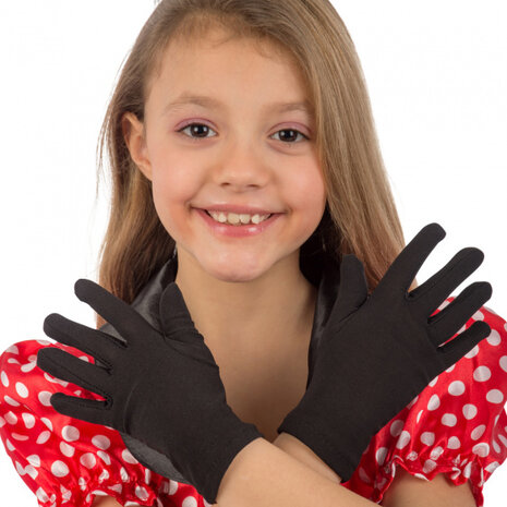 verkleedhanschoenen junior 17 cm polyester zwart