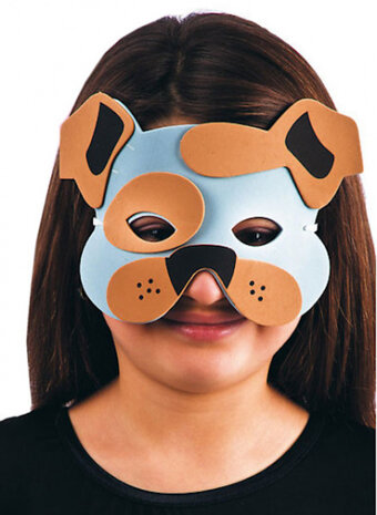 verkleedmasker hond junior EVA blauw/bruin one-size