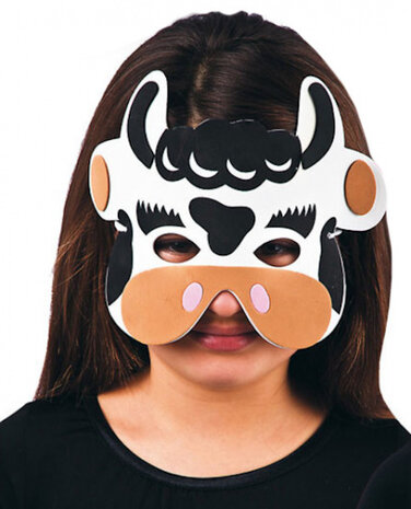 verkleedmasker koe junior EVA zwart/wit one-size