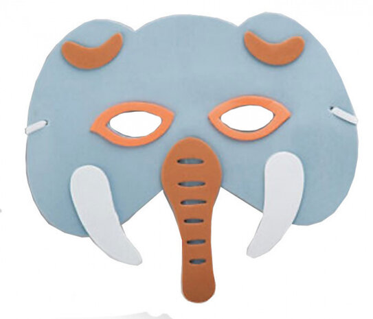 verkleedmasker olifant junior EVA blauw one-size