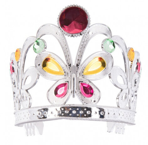 kroon Butterfly meisjes 18 x 11 cm zilver