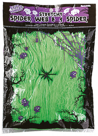 decoratiespinnenweb PVC groen 2-delig