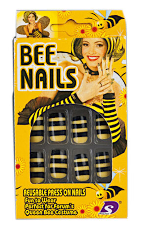 nepnagels bij dames PVC geel/zwart 12-delig