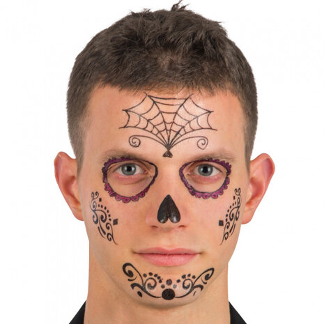 neptattoos schedel zelfklevend zwart/roze