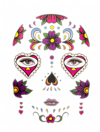 neptattoos Day Of The Dead zelfklevend rood/roze
