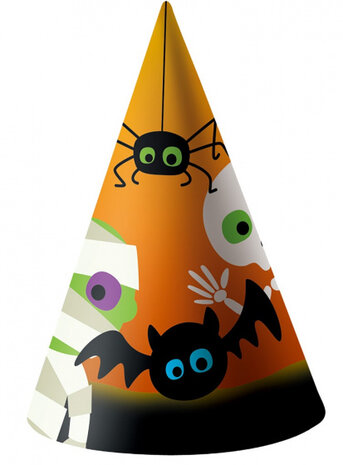 feesthoedjes Halloween junior 17 cm oranje 6 stuks