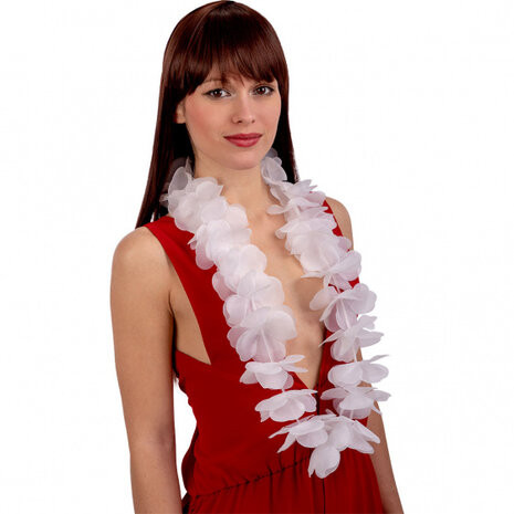 bloemenketting dames polyester wit one-size