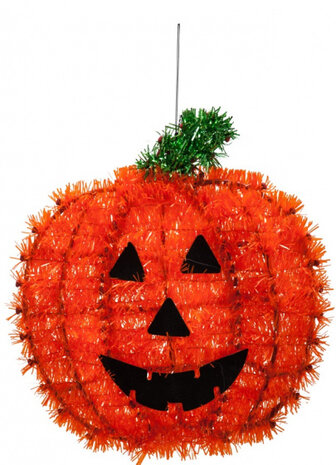 hangdecoratie pompoen 25 cm textielvezel oranje