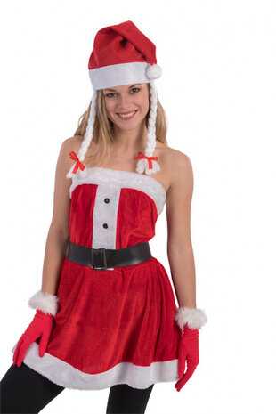 kerstmuts vlechten vilt rood/wit one-size
