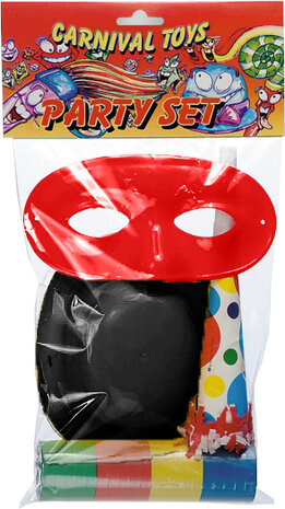 feestpakket papier rood/zwart 4-delig one-size