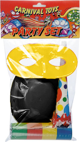 feestpakket papier geel/zwart 4-delig one-size