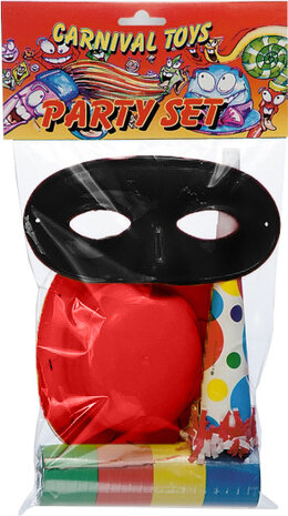 feestpakket papier zwart/rood 4-delig one-size