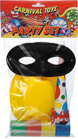 feestpakket papier zwart/geel 4-delig one-size