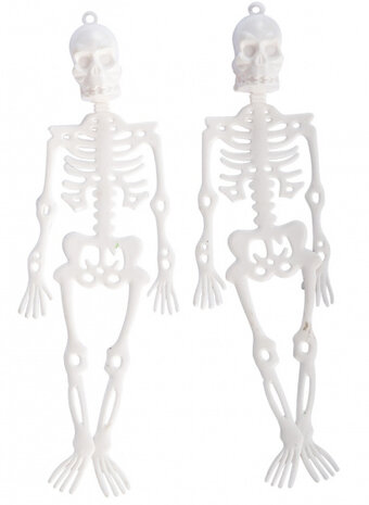 hangdecoratie skeletten 25 cm wit 2 stuks