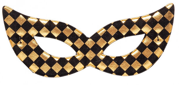 verkleedmasker Chessboard goud/zwart one-size