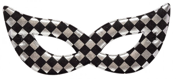 verkleedmasker Chessboard zilver/zwart one-size