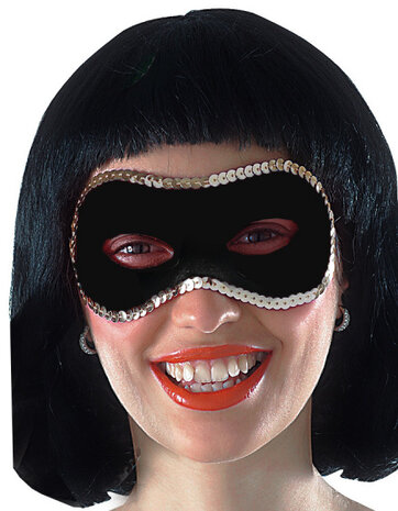verkleedmasker pailletten zwart/zilver one-size