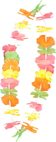 bloemenkrans polyester oranje/groen/roze one-size