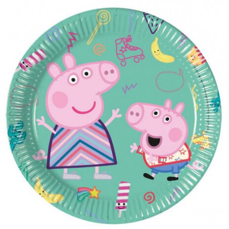 feestborden Peppa Pig junior 20 cm karton groen 8 stuks