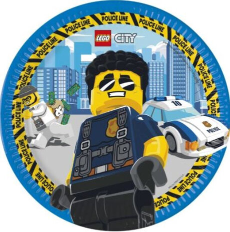 feestborden LEGO City 23 cm karton blauw 8 stuks