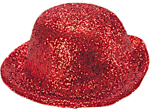 minihoed glitter 15 x 13,5 x 6 cm PVC rood