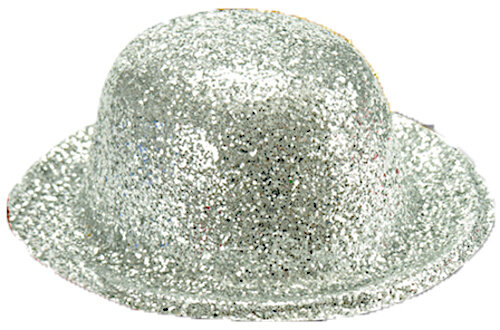 minihoed glitter 15 x 13,5 x 6 cm PVC zilver