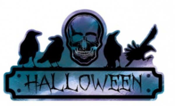 uithangbordje Halloween Party 40 x 25 cm paars