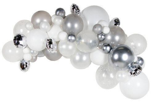 ballonslinger folie 4 meter zilver/wit/grijs 68-delig