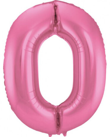 cijferballon 0 junior 86 cm folie roze